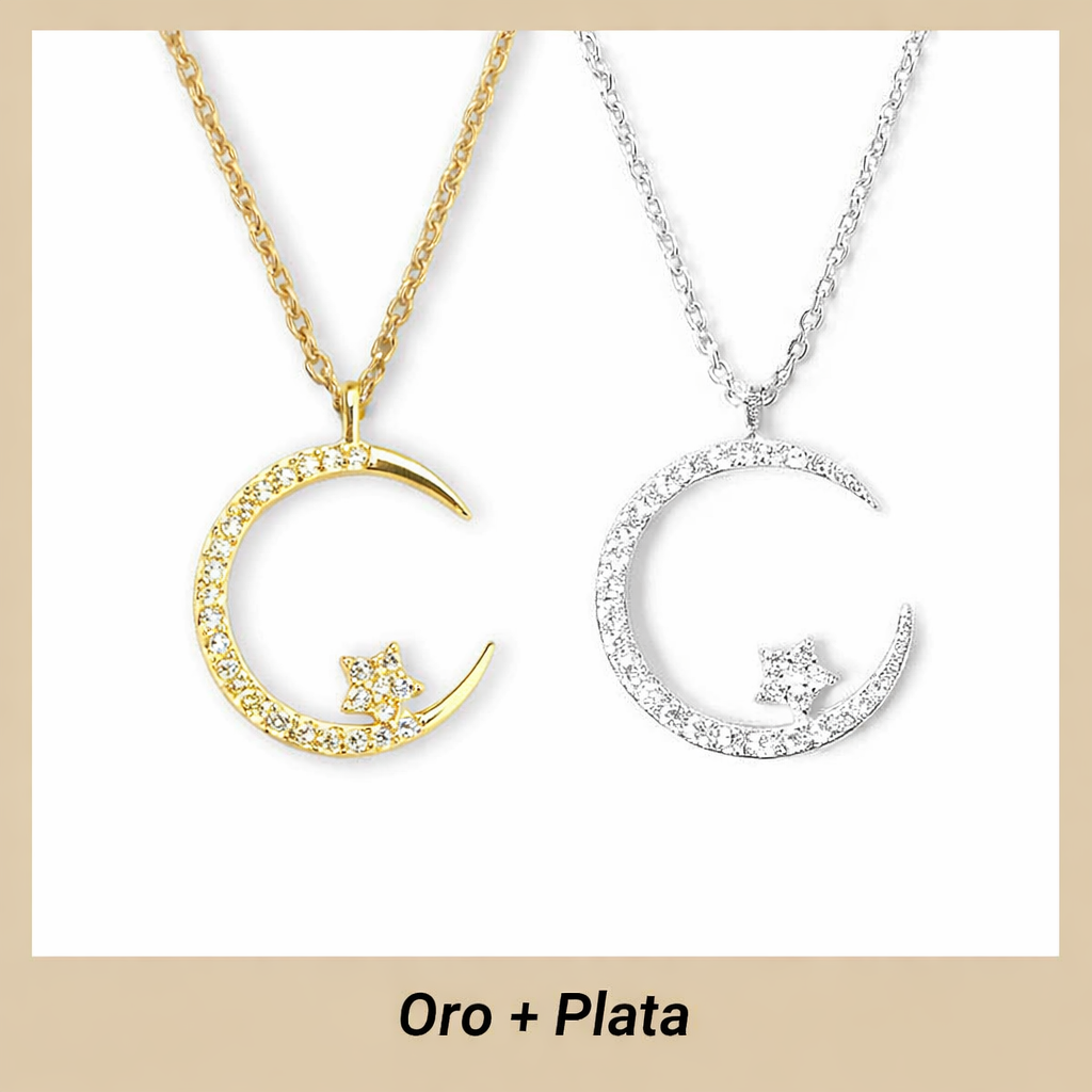 TM | Collar brillante de luna y estrellas con brillantes