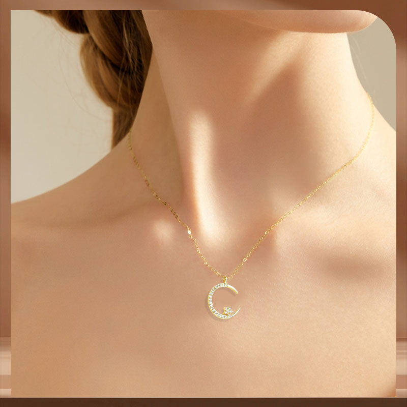 TM | Collar brillante de luna y estrellas con brillantes