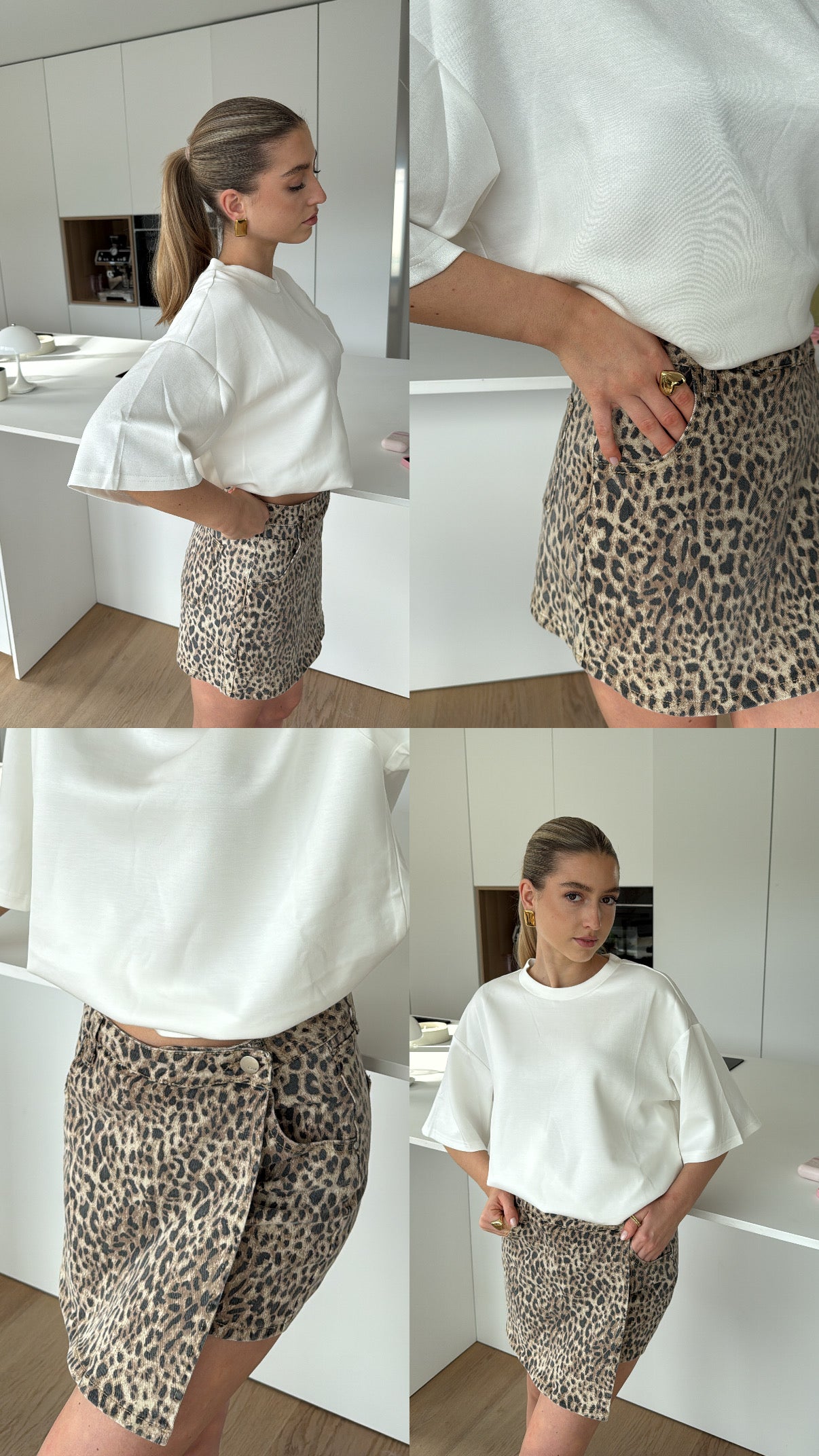 TM | Falda pantalón vaquera de leopardo