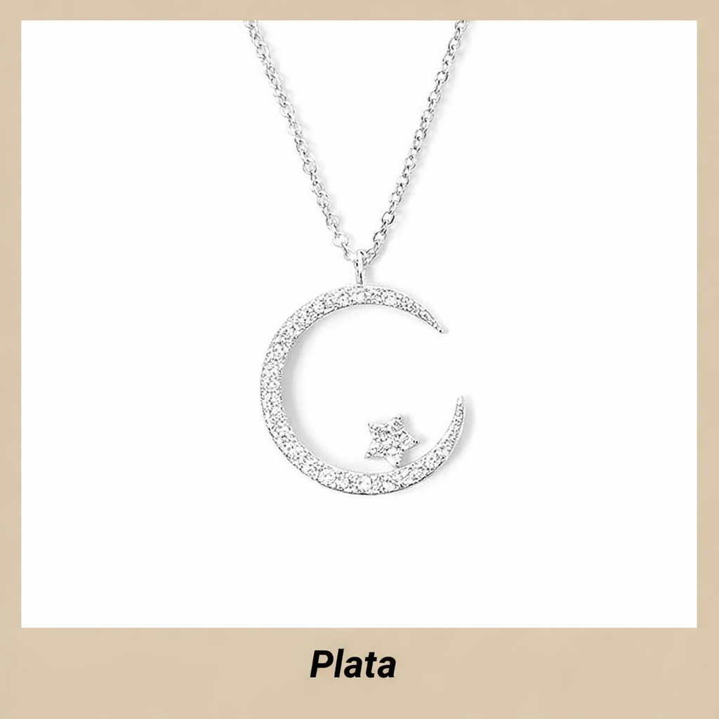 TM | Collar brillante de luna y estrellas con brillantes
