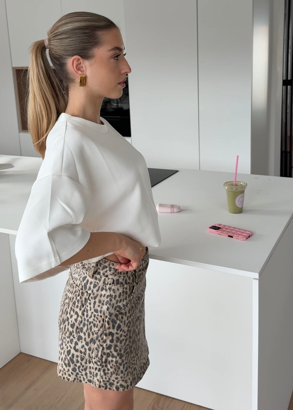 TM | Falda pantalón vaquera de leopardo