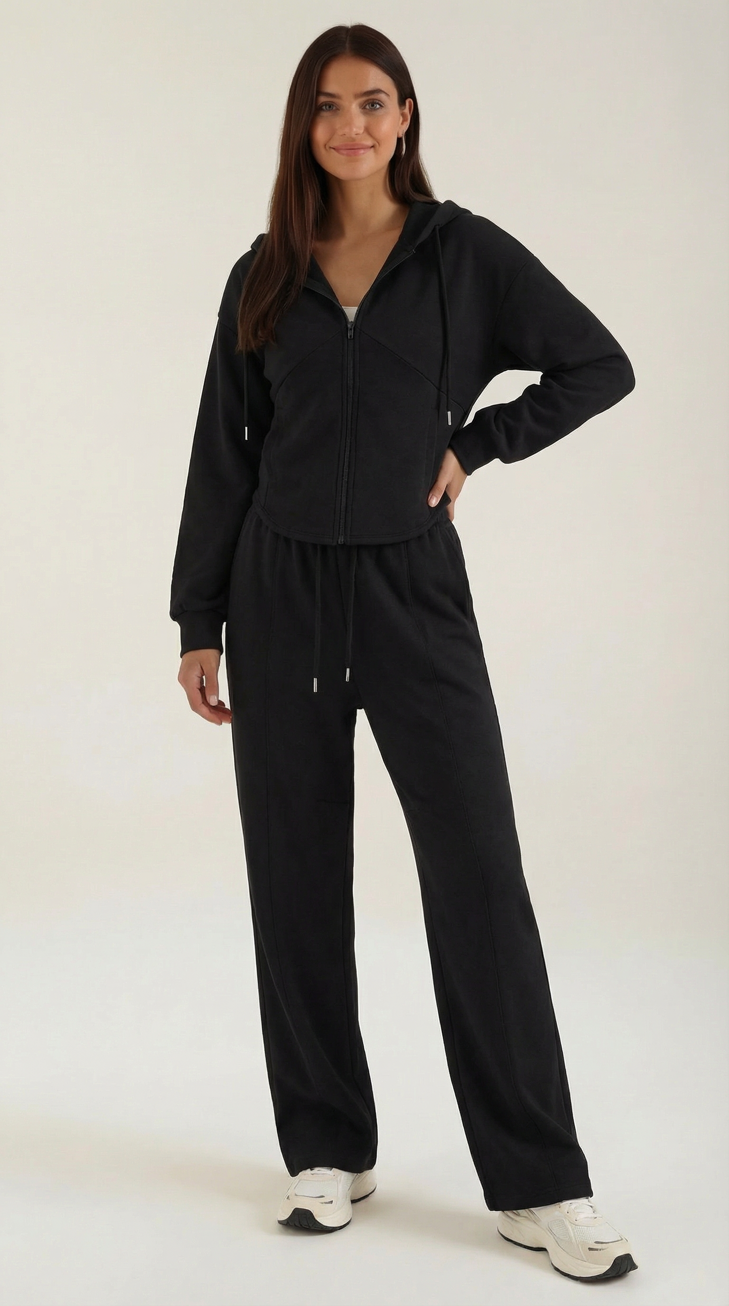 Conjunto de sudadera con capucha y pantalones anchos Yolanda