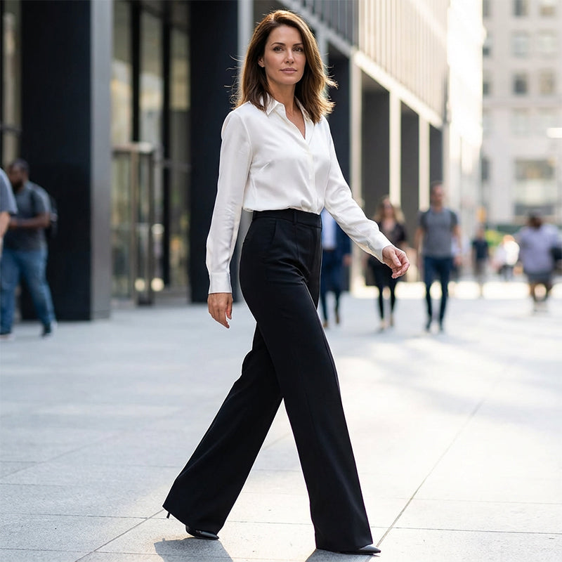 TM | Pantalones de traje de mujer con cintura alta